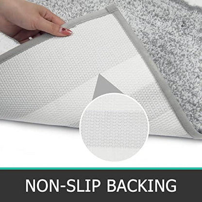 Pauwer Bath Mat Set 3 Pieces Bathroom Mat and U-Shape Toilet Mat Set Microfiber High Density Soft Water Absorbent Bath Rug Non slip Shower Rugs for Bathroom