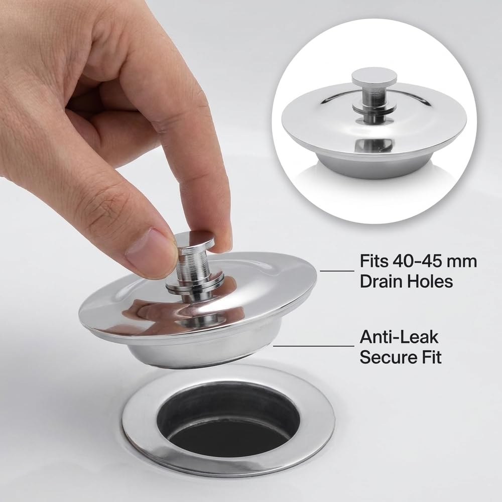 Universal Bath Plug Replacement, Drain Stopper for 40-45mm Holes, Bath Plugs, Bathtub, Kitchen, Sink Stopper