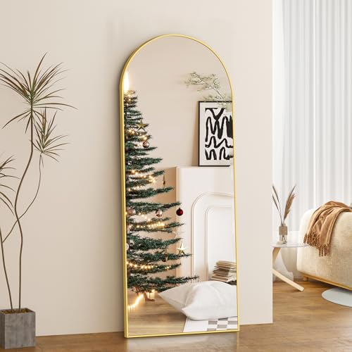 COFENY Arch Full Length Mirror, 165 x 60 cm Gold Full Mirror with Aluminum Frame Standing Leaning or Hanging for Bedroom Living Room Entryway