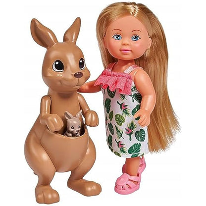 Simba Steffi Love Kangaroo 105733513 Doll in a Cute Dress with Kangaroo, Mother and Baby, with Cute Function, Try-me, 12 cm, for Children from 3 Years