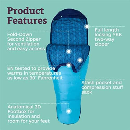 Marmot Wm's Trestles 15, Women's Mummy sleeping bag, light and warm 3 seasons sleeping bag