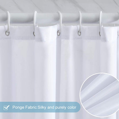 Furlinic Shower Curtain White Weighted Hem for Bathroom Wet Room 85×180cm