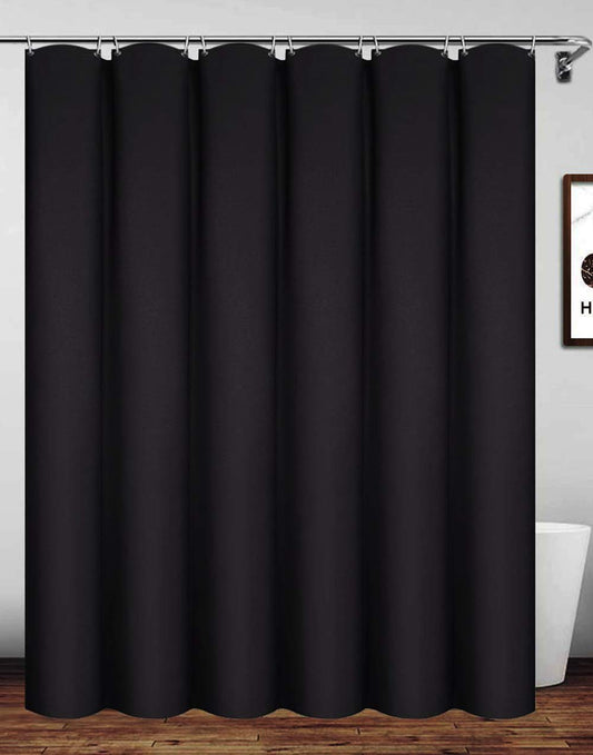Homehold Waterproof Polyester Shower Curtain With Hooks, 180 x 220cm Black Bath Curtain