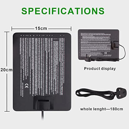 DERNORD Heat Mat with Thermostat - 8W Heat Mat Reptile and Digital Thermostat Combo Set for Snake Vivarium Bearded Dragon Lizard Tank