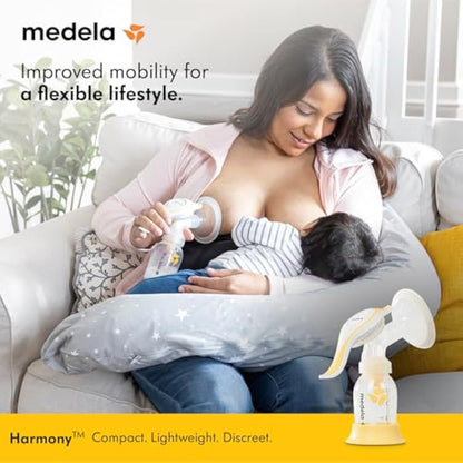 Medela Harmony Manual Breast Pump, Compact Swiss Design with PersonaFit Flex Shields and Medela's 2-Phase Expression Technology