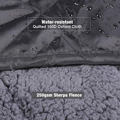 REDCAMP Large Waterproof Camping Blanket Thermal with Sherpa Lining, 200x200 cm Windproof Outdoor Blanket for Cold Weather Winter Stadium Travel Sports,Washable Black