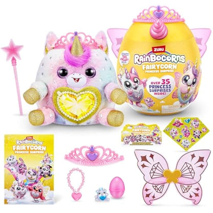 Rainbocorns Fairycorn Princess Series 6 Ruby the Unicorn - Collectible Plush - Magical Fairy Princess Surprises, Cuddle Plush Stuffed Animal, Stickers (Unicorn)