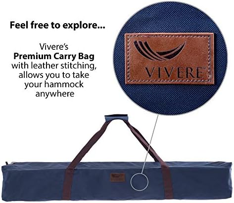 Vivere UHSDO8-24 Double Cotton Hammock with Space-Saving Steel Stand Including Carrying Bag, Oasis
