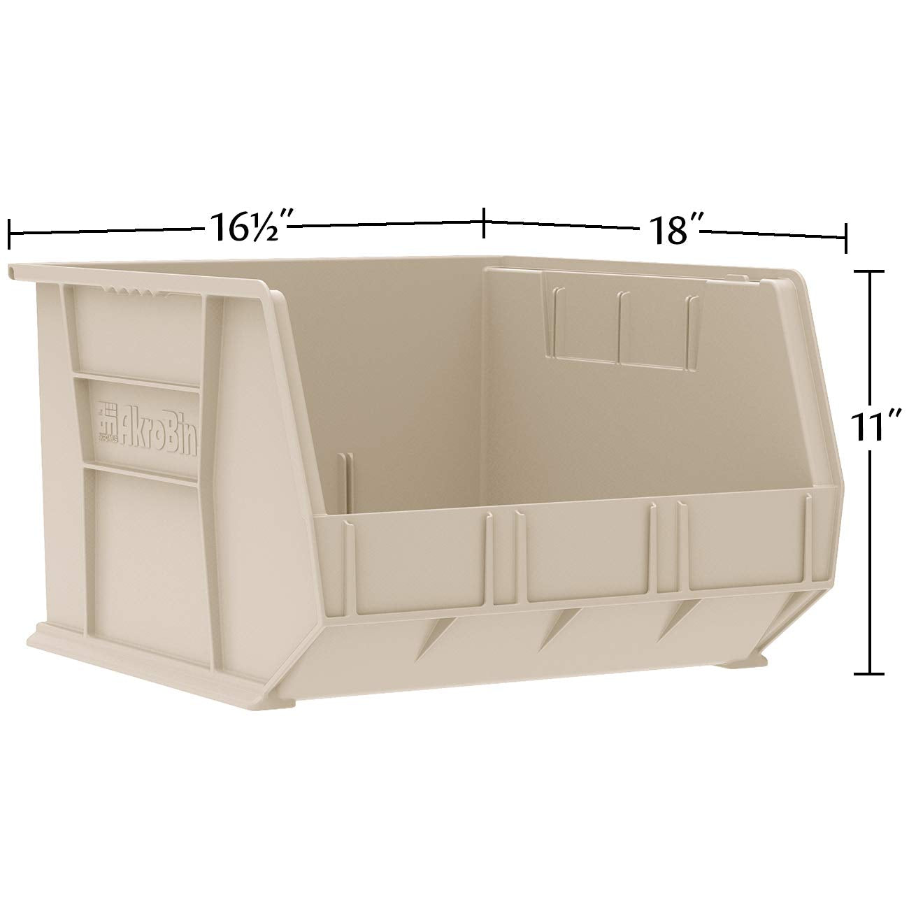 Akro-Mils 30270 Plastic Storage Stacking Hanging Akro Bin, 18-Inch by 16-Inch by 11-Inch, Stone, Case of 3