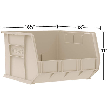 Akro-Mils 30270 Plastic Storage Stacking Hanging Akro Bin, 18-Inch by 16-Inch by 11-Inch, Stone, Case of 3