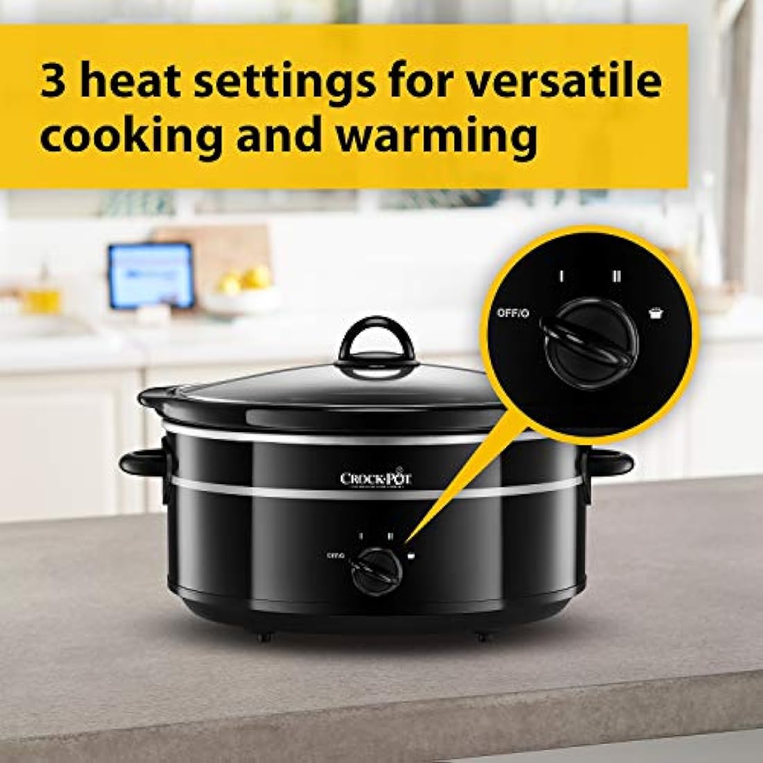 Crock-Pot Slow Cooker | Removable Easy-Clean Ceramic Bowl | 6.5 L (8+ People) | Black [SCV655B]