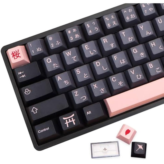 MOLGRIA Keycaps 136 Set Night Sakura for Full Sized Keyboard, Custom PBT Cherry Profile Key Caps Japanese Style with Keycap Puller for Cherry MX 104/87/68/61 60 Percent ANSI/ISO Layout Keyboard