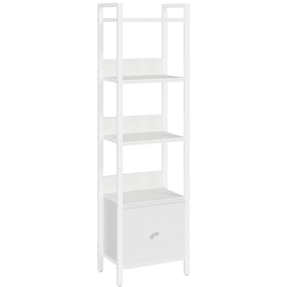 MAHANCRIS Bookshelf, 5-Tier Bookcase with Removable Drawer, Freestanding Book Shelf for Small Space, Storage Shelf Organizer, for Living Room