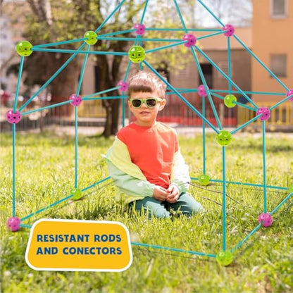 Fort Building Kits For Kids | Den Building Kit For Kids 70 Pieces | Construction Toys Stem | Garden Games | Fort Building Kit Indoor And Outdoor Toys | 5 Year Old Girls Gifts | 5 Year Old Boy Gifts