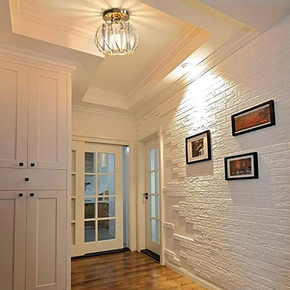 Hudi Fyier Chandelier Crystals Ceiling Lighting Fixtures, 2 Pack Semi Flush Mount Ceiling Light for Kitchen Hallway Dining Rooms Living Rooms Bar (Gold)