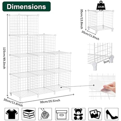 AWTATOS Cube Storage Unit, 9 Cube Wire Storage Shelves, Multifunctional DIY bookcases and Shelving Units Perfect for Office/Livingroom/kitchen/Bathroom, White USCIH09WE