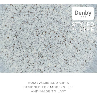 Denby - Halo Speckle Dinner Plates Set of 4 - Grey, Neutral Patterned Coupe Dishwasher Microwave Safe Crockery 26cm - Glazed Ceramic Stoneware Tableware - Chip & Crack Resistant