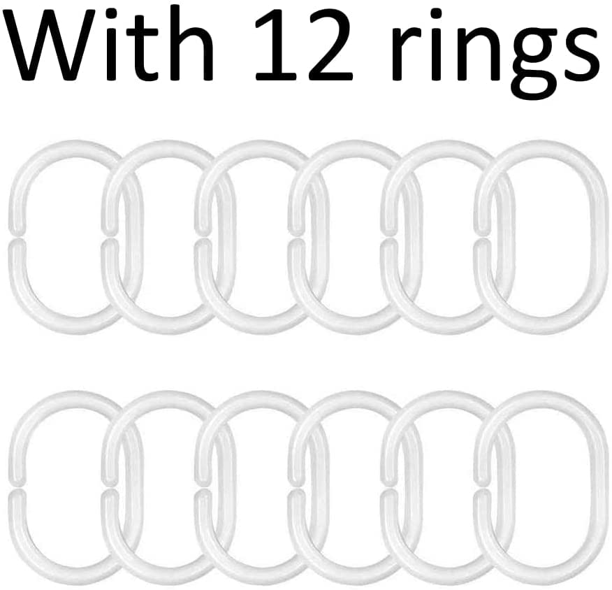 Ulticool Shower Curtain - Golden Circles Sun Moon Chic - 180 x 200 cm - Washable - Anti Mould - with 12 Rings - Gold Black