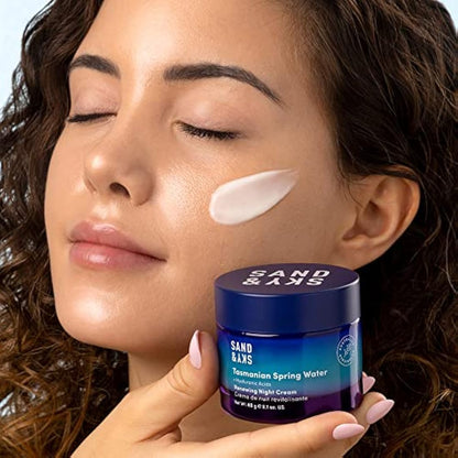 Sand & Sky Tasmanian Spring Water Deep Hydration Night Cream with 3x Hyaluronic Acid - Anti-Aging Repair Cream for Wrinkles, Boosts Collagen Production