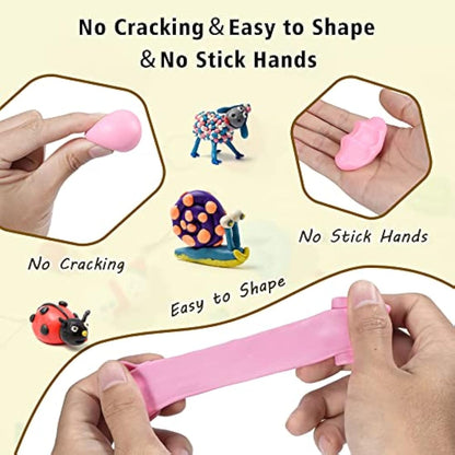 Polymer Clay 60 Colors, Modeling Clay for Kids DIY Starter Kits, Oven Baked Model Clay, Non-Toxic, Non-Sticky,with Sculpting Tools, Gift for Children and Artists.