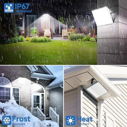 TASINUO 100W LED Floodlight Outdoor 2 Pack, 10000LM Outdoor Security Lights, IP67 Waterproof LED Spot Lights 7000K Daylight LED Flood Lights for Garden Yard Garages Warehouse Patio Billboard
