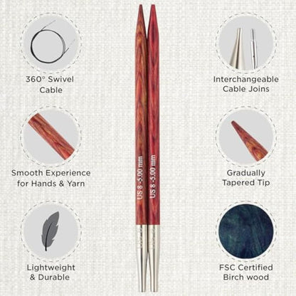 KnitPro Dreamz Starter Interchangeable Circular Needle Set 5" (13cm) | 5 Sizes (3mm to 5mm)