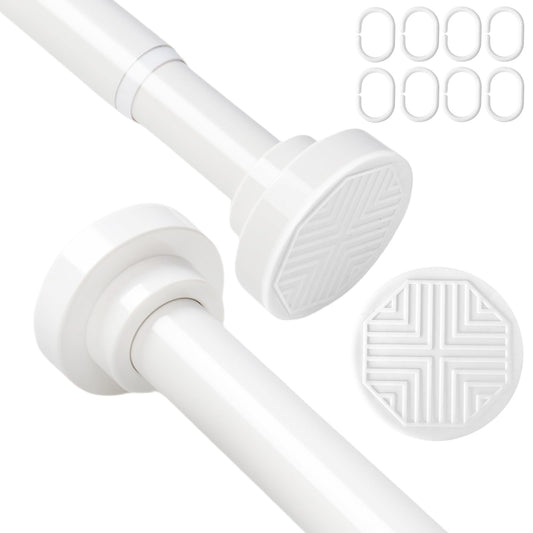 BELICOO Extendable Curtain Poles 70-130 cm Tension Rod for Net Curtains, 1Pcs Shower Curtain Pole No Drilling, White Shower Rail Extendable Shower