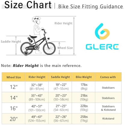 Glerc Fantacy 18 Inch Kids Bike for 2-14 Years Old Boys Girls with Water Bottle Holder & Stabilisers, Multiple Colors