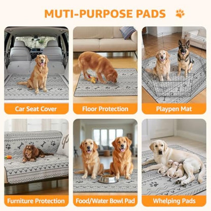 PICK FOR LIFE Reusable Puppy Pads, 2 Pack Washable Puppy Pads, Super Absorbent Leak-Proof and Non-Slip Dog Mat Pee Pads for Dog, Fast Drying Training Pads for Home, Playpens, Crates, Car - 122x122cm