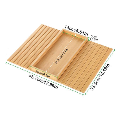 Sofa Arm Tray, Bamboo Foldable Couch Tray with Anti-Slip Fabric Backing, Sofa Side Table for Drinks, Snack, Magazine, and Remote(wood)