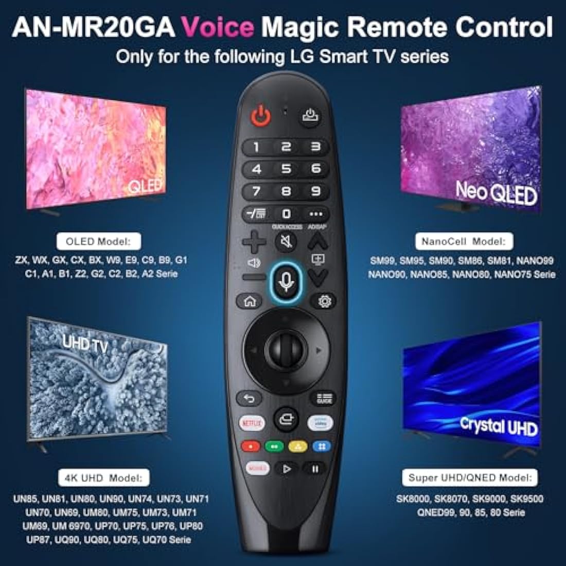 Voice Magic Remote for LG UHD OLED QNED NanoCell 4K 8K Smart TV Magic Remote AKB75855501 AN-MR20GA AN-MR19BA AN-MR18BA Replacement, with Pointer Function