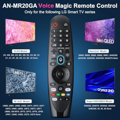 Voice Magic Remote for LG UHD OLED QNED NanoCell 4K 8K Smart TV Magic Remote AKB75855501 AN-MR20GA AN-MR19BA AN-MR18BA Replacement, with Pointer Function