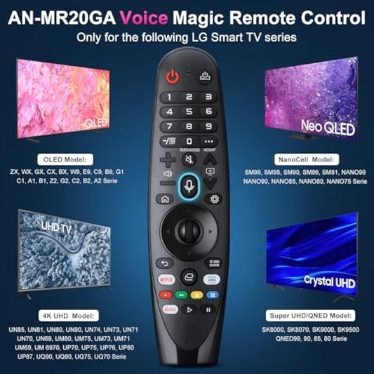 Voice Magic Remote for LG UHD OLED QNED NanoCell 4K 8K Smart TV Magic Remote AKB75855501 AN-MR20GA AN-MR19BA AN-MR18BA Replacement, with Pointer Function