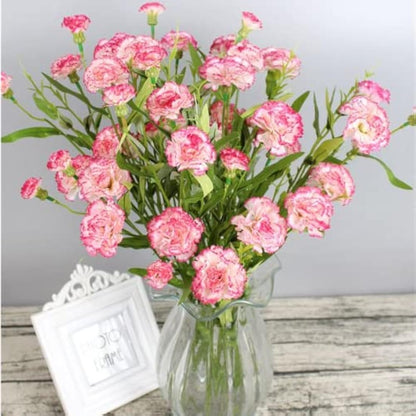 Corkwaw 40 Heads Artificial Carnations,Silk Hydrangea Bouquet Decoration Plastic Plant Suitable for Photo Props Family Party Home Decoration Bridal Wedding Bouquet Decoration (red Edge)