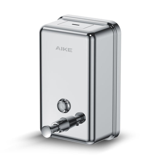 AIKE AK1003 Soap Dispenser Wall Mounted, 1100ml Manual Stainless Steel, Built-in Plastic Protective Layer, Anti-rust, Anti-wear and Anti-drip,