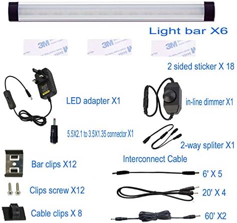 AlBOO Under Cabinet Kitchen Lights Wired LED 6000K Dimmable, 28cm Under Cupboard Kitchen Lights 12V Plug in with Mains