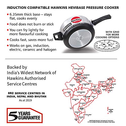 HAWKINS Pressure Cooker, Aluminum, Silver, 3.7 Quarts