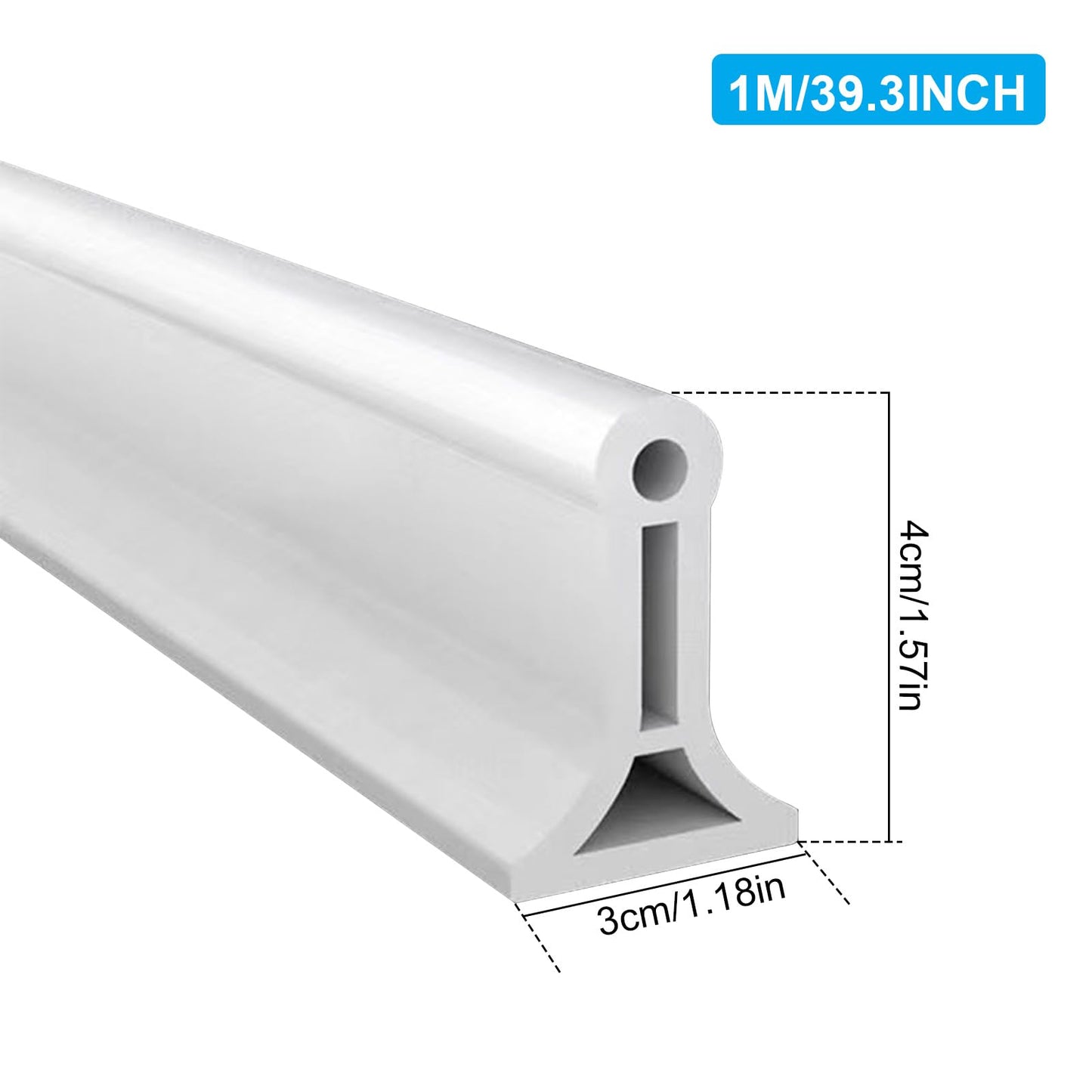Inscrip Splash Protection Strip, Shower Self-Adhesive Curved Shower Threshold, Shower Strip Floor for Wet and Dry