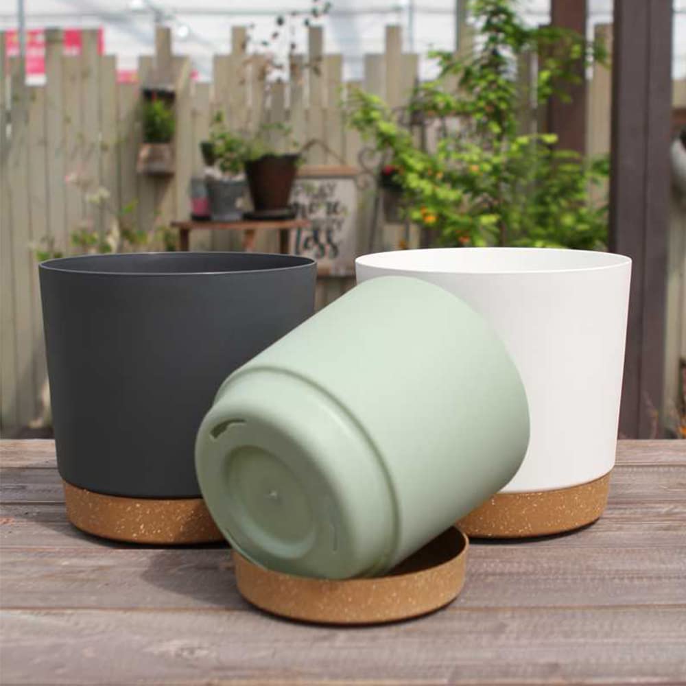 ZMTECH 30.5cm Plant Pots, Modern Planters with Drainage Holes and Detachable Saucer, Plastic Flower Pots for Plants for House Garden Windowsill (Set