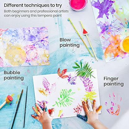 Arteza Kids Tempera Paint Set, 16 Rich, Non-Toxic Washable Colors, 400 ml, Art Supplies for Easter Egg, Finger, and Poster Painting