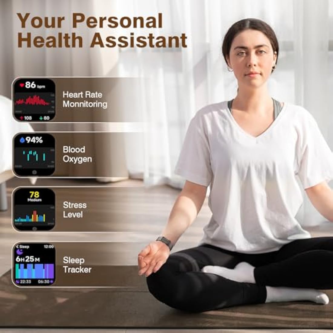 Smart Watch for Men Answer/Make call & Alexa Built-in, 1.8" Fitness Watch Women with 100+ Sport Modes & IP68 Waterproof, Fitness Tracker with Heart Rate Sleep Monitor, Step Counter for iOS Android