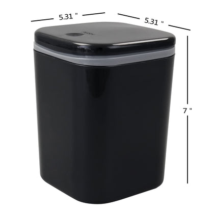 Bringer 2L Mini Trash Bin with Push Button Lid, 0.5 Gallon Plastic Desktop Trash Can with Lid, Black