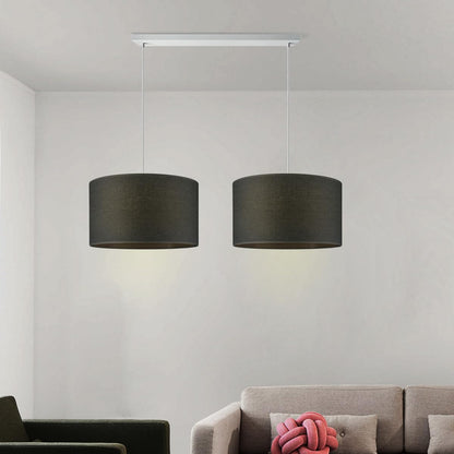 Home Sweet Home Modern Canvas Lampshade | Cylinder | 40/40/22 cm | Dark Grey | Fabric Cotton Lampshade | for E27 Lamp Socket | RoHS Tested | Suitable