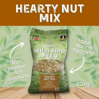 Copdock Mill Peanuts & Sunflower Hearts Bird Food 20kg - Hearty Nut Mix Bird Seed Blend with Sunflower Hearts and Peanuts for Wild Birds - High in