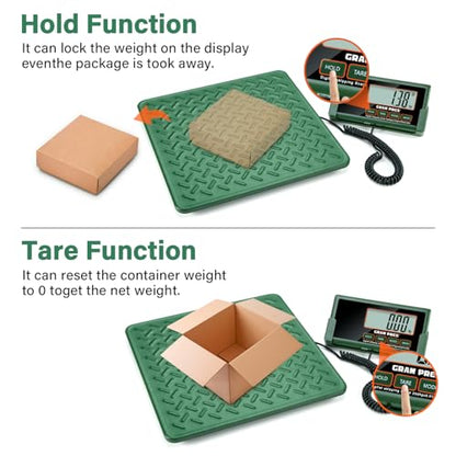 GRAM PRES Shipping Scale,440lbs/10g High Accuracy Digital Postal Scale, Durable Alloy Steel Platform, Heavy Duty Scale for Packages, Postage and Luggage, with Hold&Tare function, batteries&USB Powered