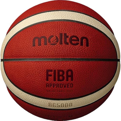 Molten BG5000 Basketball, Official International FIBA Game & Match Ball, FIBA Approved, Premium Real Leather, Indoor Play, Orange/Ivory