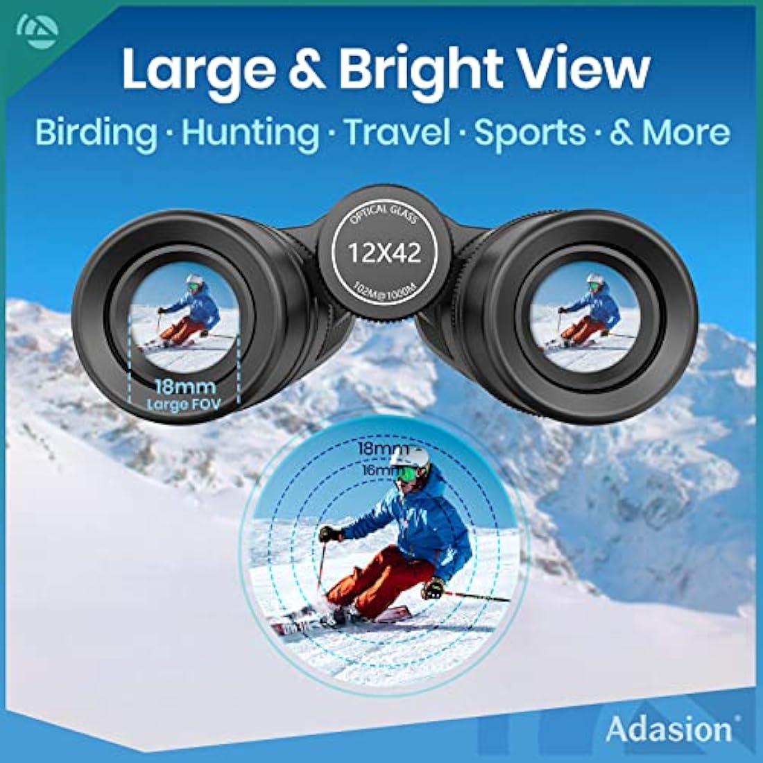 12x42 HD Binoculars for Adults High Power with Phone Adapter and Tripod- Super Bright Binoculars with Large View- Lightweight Waterproof Binoculars for Bird Viewing Stargazing Cruise Travel Hiking