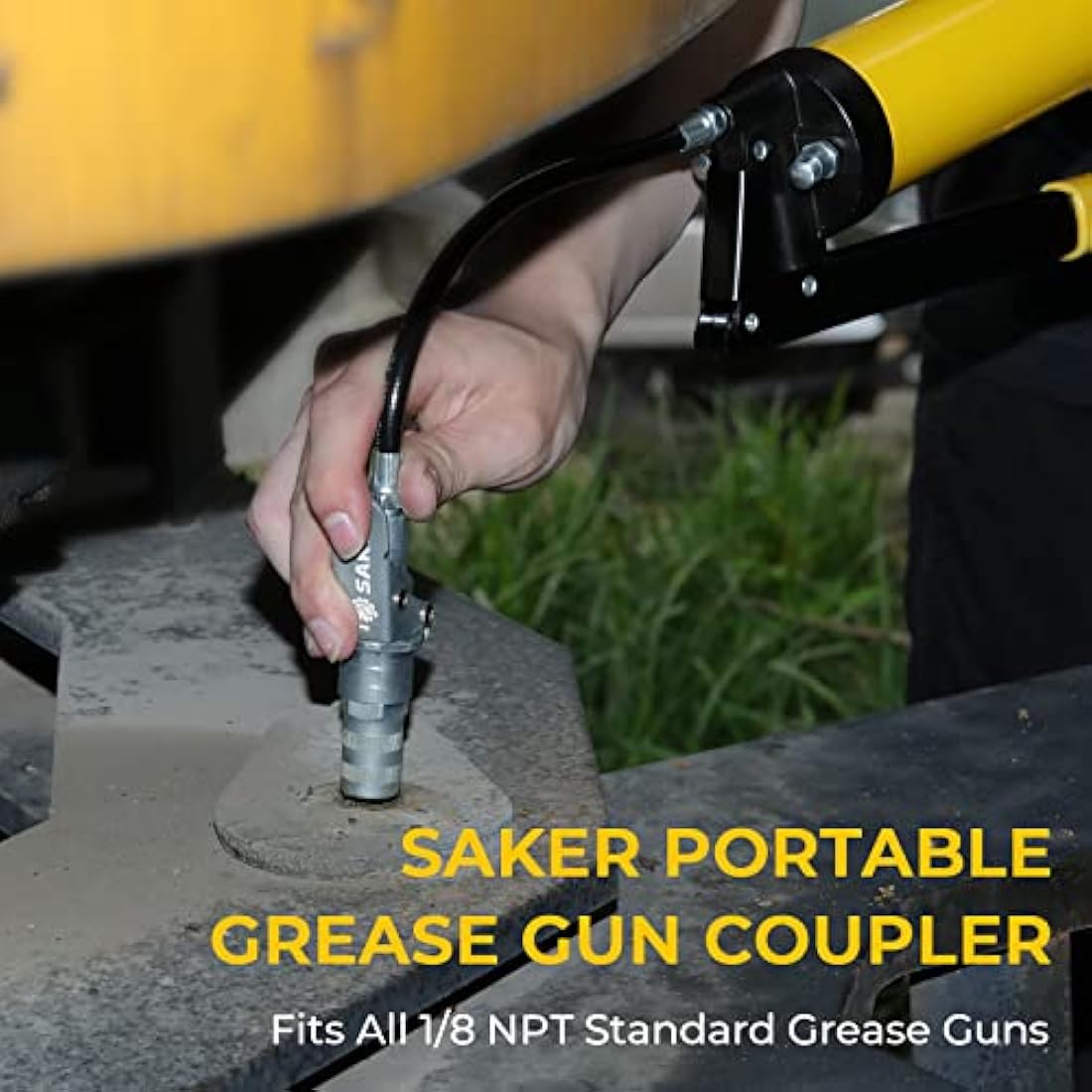Saker Grease Gun Coupler-Upgrade to14000 PSI,Duty Quick Release Grease Couplers,Compatible with All Grease Guns 1/8" NPT Fittings(2 PCS)