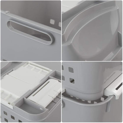 Xowine Set of 3 Plastic Stackable Storage Baskets, Gray Stacking Basket