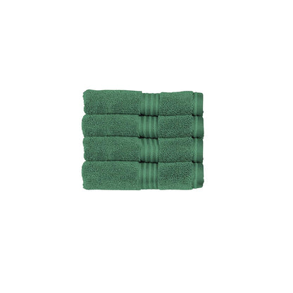 Christy Supreme Hygro 4 Face Cloths Set | Spruce Green | 100% Luxury Supima Cotton | Ultra Soft | Super Absorbent | 650GSM | 4 Wash Cloth Flannels